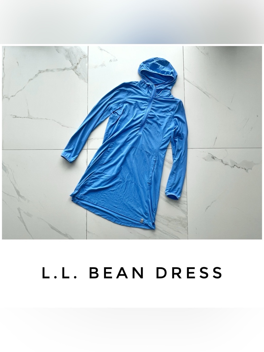 L.L. Bean dress size Small light blue Sand Beach Cover-Up Hooded Tunic